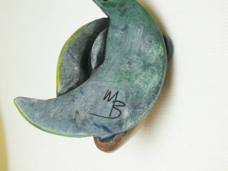 Face Geometric Avant Garde OOAK Pendant Necklace Clay Jewelry