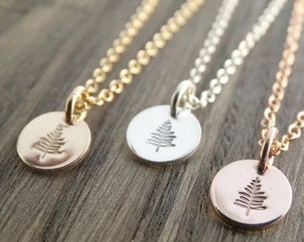 Silver Tree Necklace, Evergreen Tree Necklace, Tree Pendant Sterling Silver, Pine Necklace, Winter Tree Necklace, Rose Gold Necklace