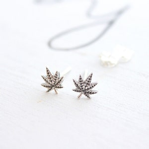 Pot Leaf Stud Earrings Post Marijuana Leaf, Weed Leaf Weed Jewelry Marijuana Jewelry image 1