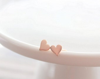 Heart Stud Earrings, Heart Earrings, 925 Sterling Silver posts, simple daily earrings, cute studs, rose gold earrings, tiny stud earrings