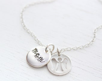 Guardian angel necklace silver, Angel Charm Necklace, Loss of mother, Remembrance Gift, Memorial necklace for Daughter