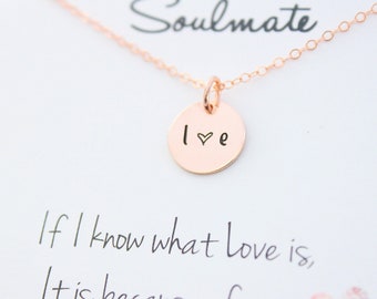 Soulmate necklace, soulmate gift, Couples initial necklace, soulmate jewelry, personalized jewelry ROSE gold