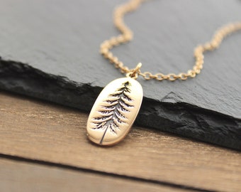 Tree Necklace gold, Pine tree necklace, Tree Pendant, Pine Necklace, Winter Tree Necklace, Evergreen Necklace, Pinetree necklace