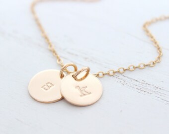Lowercase initial necklace gold, Personalized Necklace Gold , dainty initial necklace, disc necklace, personalized jewelry, Christmas gift