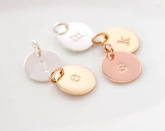 Initial pendant charm for necklace 14k gold, sterling silver rose gold , gold initial charm Lowercase