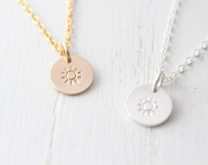 Sun Necklace gold, Sunrise Pendant Necklace, Summer necklace, Delicate necklace Gift for her