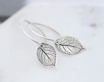 Leaf Earrings sterling silver, Leaves Earrings, Leaves Jewelry,  Nature earrings Dainty Everyday Earrings