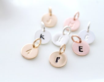 Initial letter, Gold Initial discs, Alphabet Charms, sterling silver letter charms, personalized charm, Uppercase