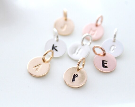 Letter charms for necklaces, Alphabet Charms, sterling silver letter charms, personalized charm, initial letter, Gold Initial discs