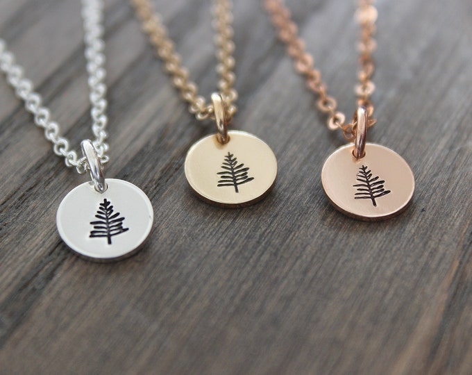 Tree Necklace silver, Evergreen Tree Necklace, Tree Pendant, Sterling Silver Pine Necklace, Winter Tree Necklace, Rose Gold Necklace