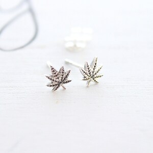 Pot Leaf Stud Earrings Post Marijuana Leaf, Weed Leaf Weed Jewelry Marijuana Jewelry image 3