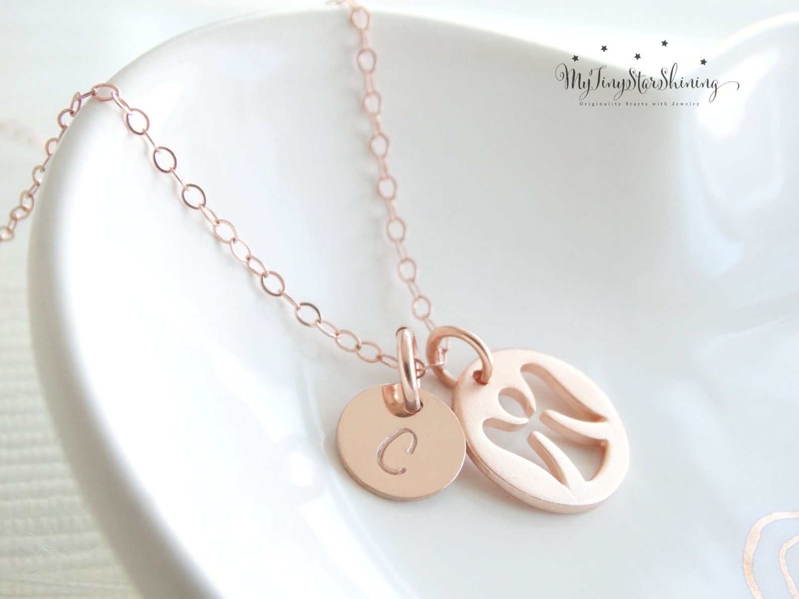 Personalized guardian angel necklace Clearance