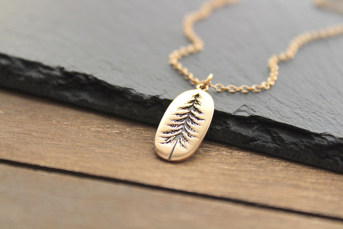 Tree Necklace Gold Pine Tree Necklace Tree Pendant Pine Etsy