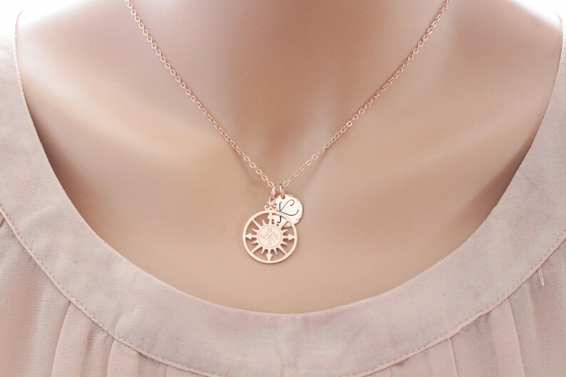 Compass Necklace . Graduation Gift . Inspirational necklace for Graduation. Rose gold necklace image 4