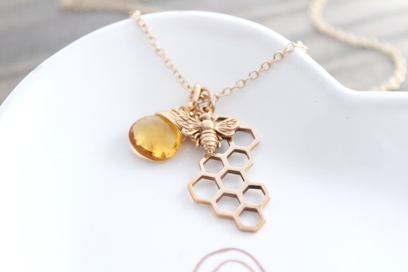 Bumble Bee Necklace Gold Honey Bee Necklace Gold Bee Charm Etsy