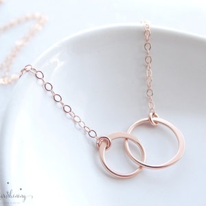 Rose Gold Circle Necklace, Eternity Necklace, Sisters Necklace, Eternity Circle Necklace, Double Eternity Circle Necklace image 1