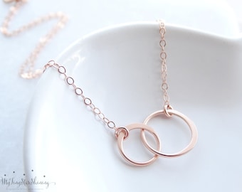 Rose Gold Circle Necklace, Eternity Necklace, Sisters Necklace, Eternity Circle Necklace, Double Eternity Circle Necklace
