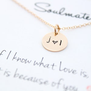 Couples Necklace with initials necklace in GOLD • Heart necklace • Engraved necklace • Personalized necklace • Gift for her
