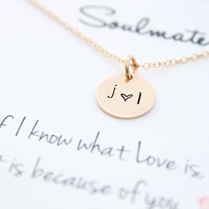 Gold Filled Personalized Couples Gift Soulmate necklace with initials necklace, gift for girlfriend