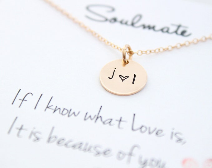 Couples Necklace with initials necklace in GOLD • Heart necklace • Engraved necklace • Personalized necklace • Gift for her