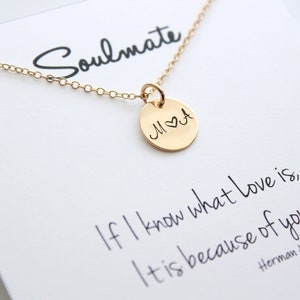 Couples necklace, Initial Necklace, Engraved necklace, gift for girlfriend, Personalized Necklace, Custom Necklace, Soulmate image 1