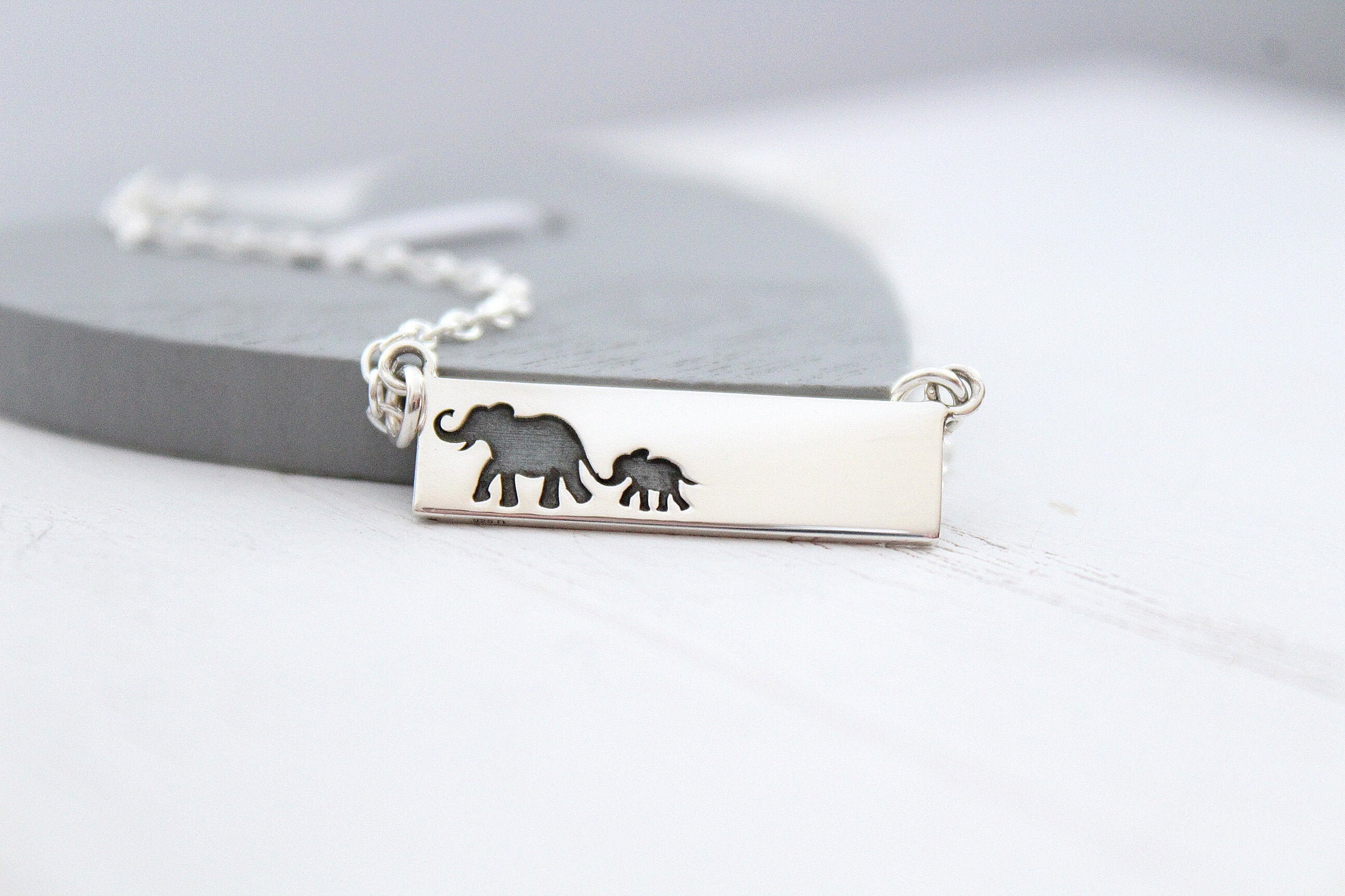 mother daughter elephant necklace