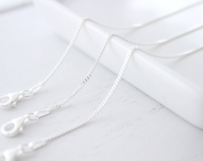 Sterling Silver Chain Necklace, silver plain necklace, curb chain, make your own necklace, solid sterling, simple chain