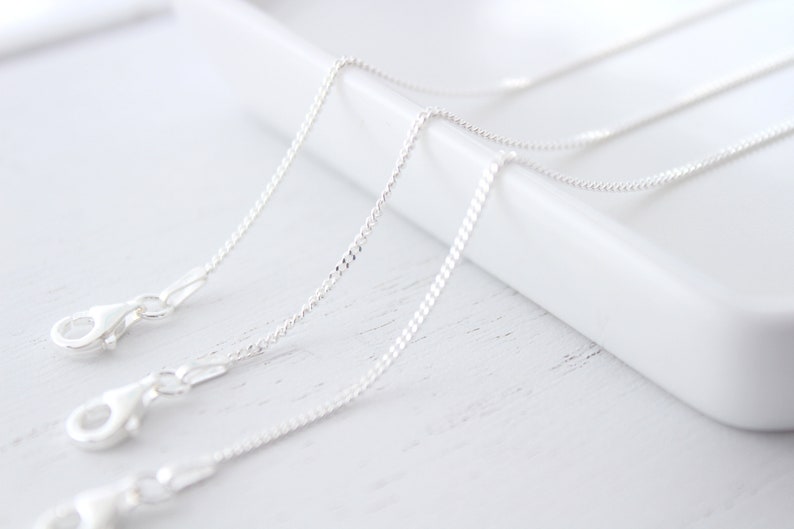 Chain Necklace silver curb chain necklace for women, dainty necklace, minimalist jewelry, sterling silver chain image 1