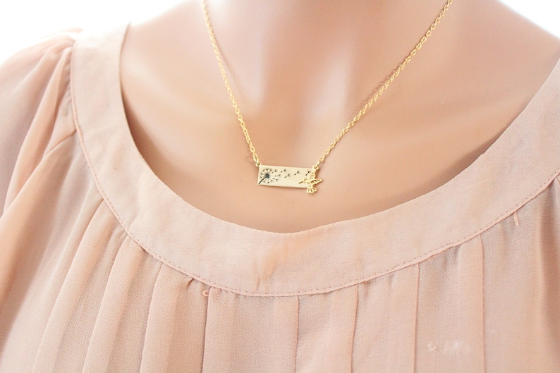 Dandelion Necklace gold hummingbird necklace Christmas Gift For Women Wish Necklace Flower Gold Necklace