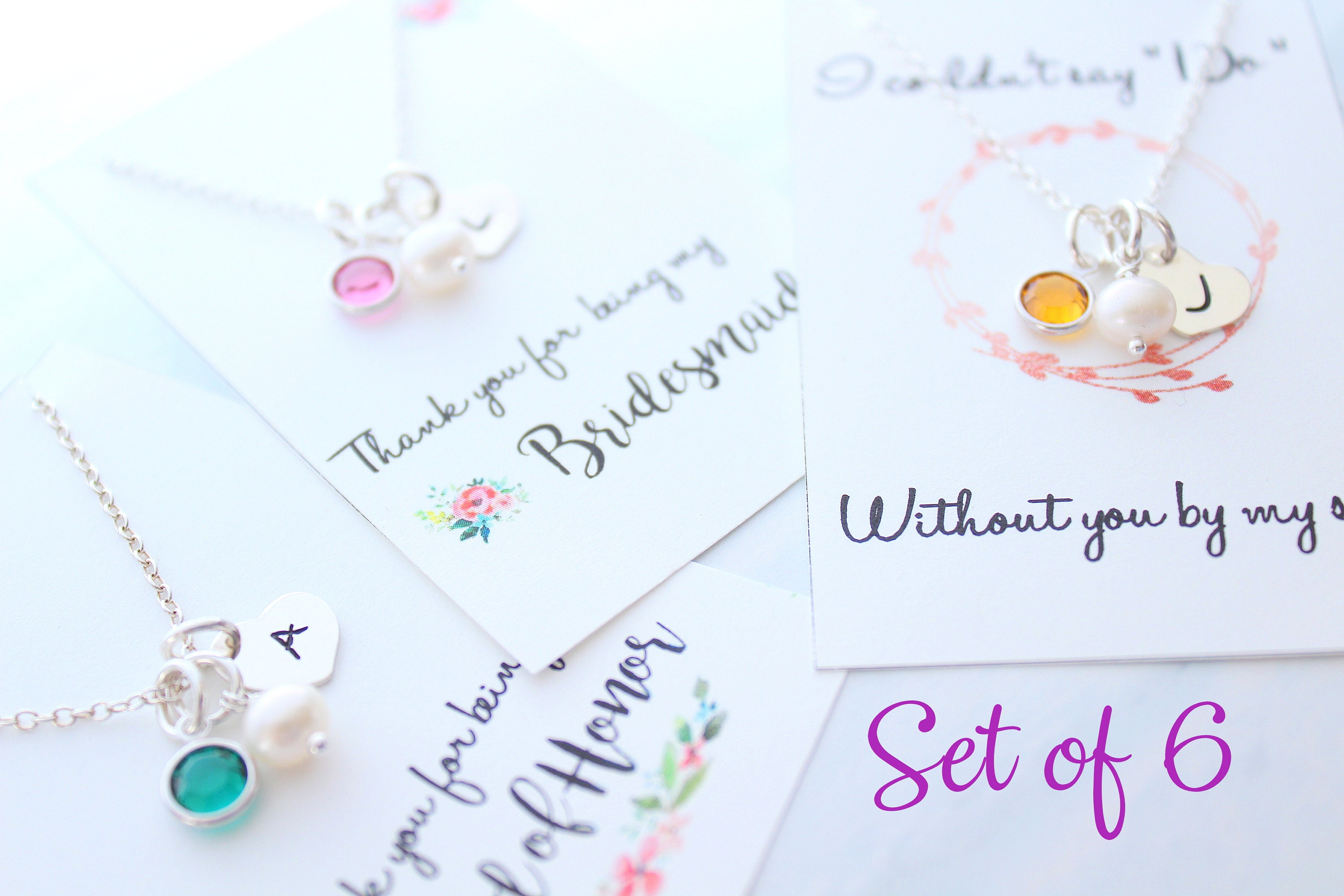 bridesmaids necklaces set of 6