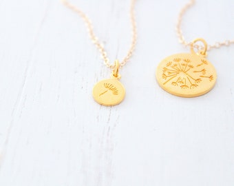 Dandelion necklace in gold for mother daughter necklace set of 2, mother daughter gift, gifts for mom from daughter, Christmas gift