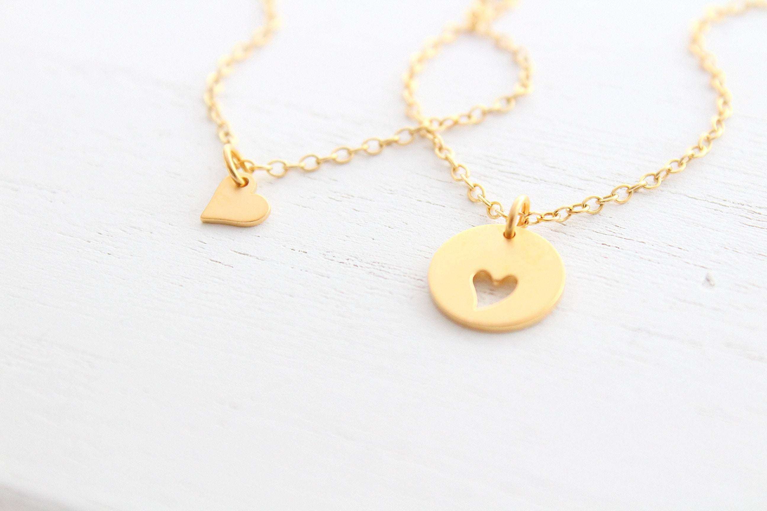 Mother Daughter Necklace gold set of 2 Mom and Daughter Etsy
