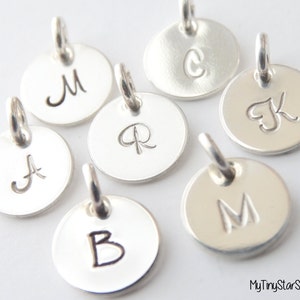 Initial Charm, Initial Pendant, hand stamped initial charm, Personalized Initial Jewelry, Sterling Silver Initial letter, Monogram charm