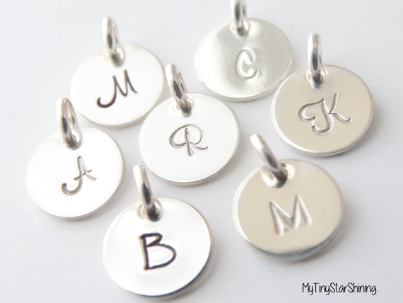 Initial Charm, Initial Pendant, hand stamped initial charm, Personalized Initial Jewelry, Sterling Silver Initial letter, Monogram charm