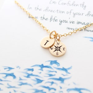 Graduation gift for her gold compass necklace high school image 7