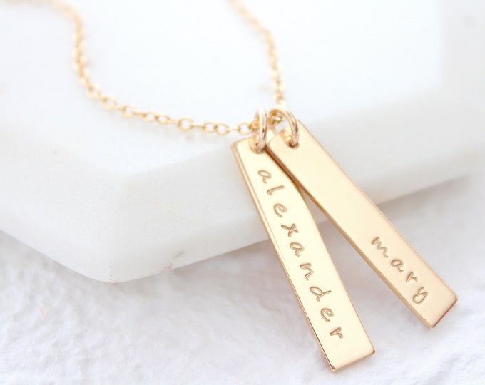 Bar necklace personalized gold or sterling silver, Vertical Bar Necklace, Custom Bar necklace, Personalized necklace, Nameplate