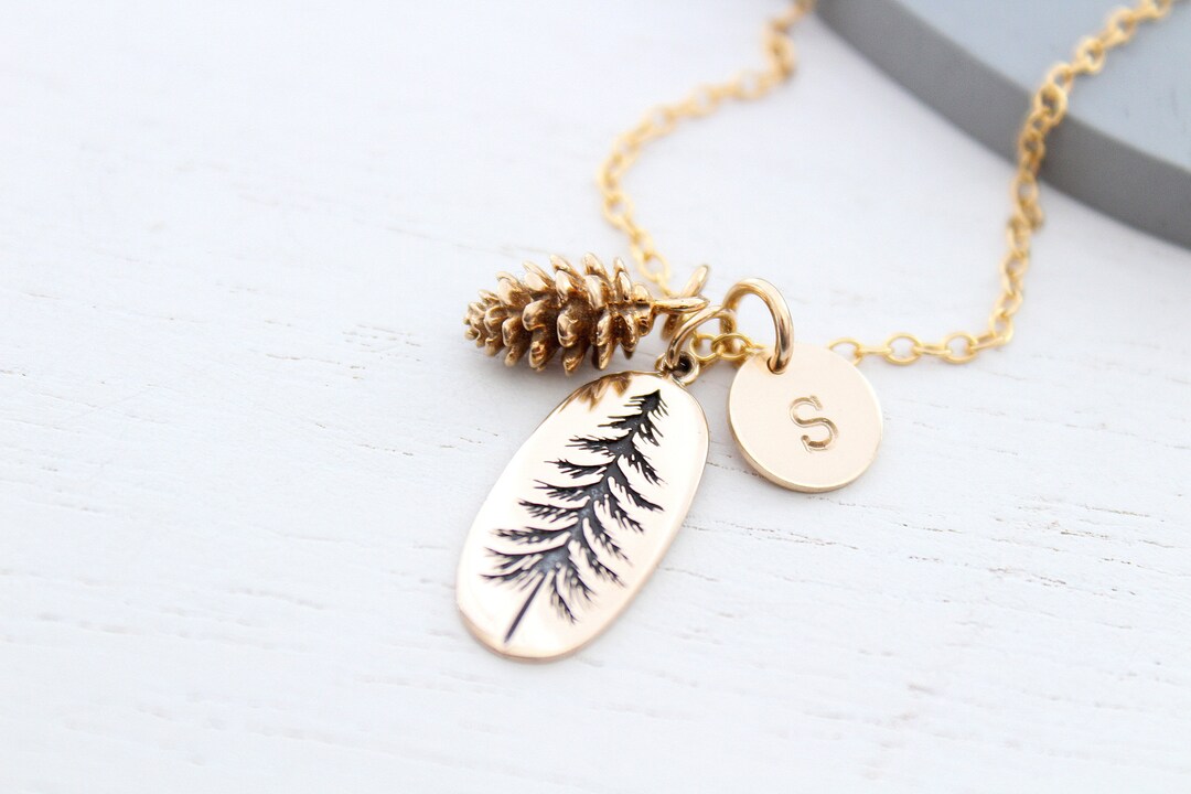 Pine Tree Necklace Gold, Necklace, Pinecone Necklace Gold With