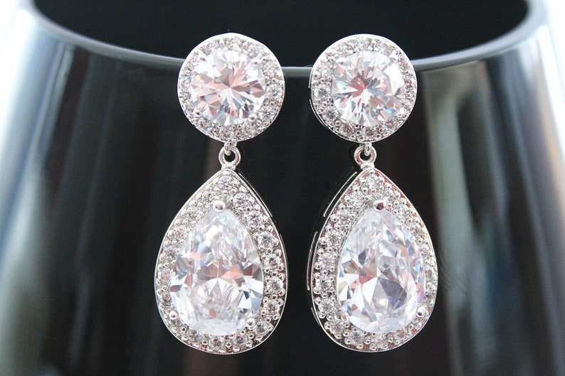 Bridal earrings studs Wedding earrings for bride gifts image 1