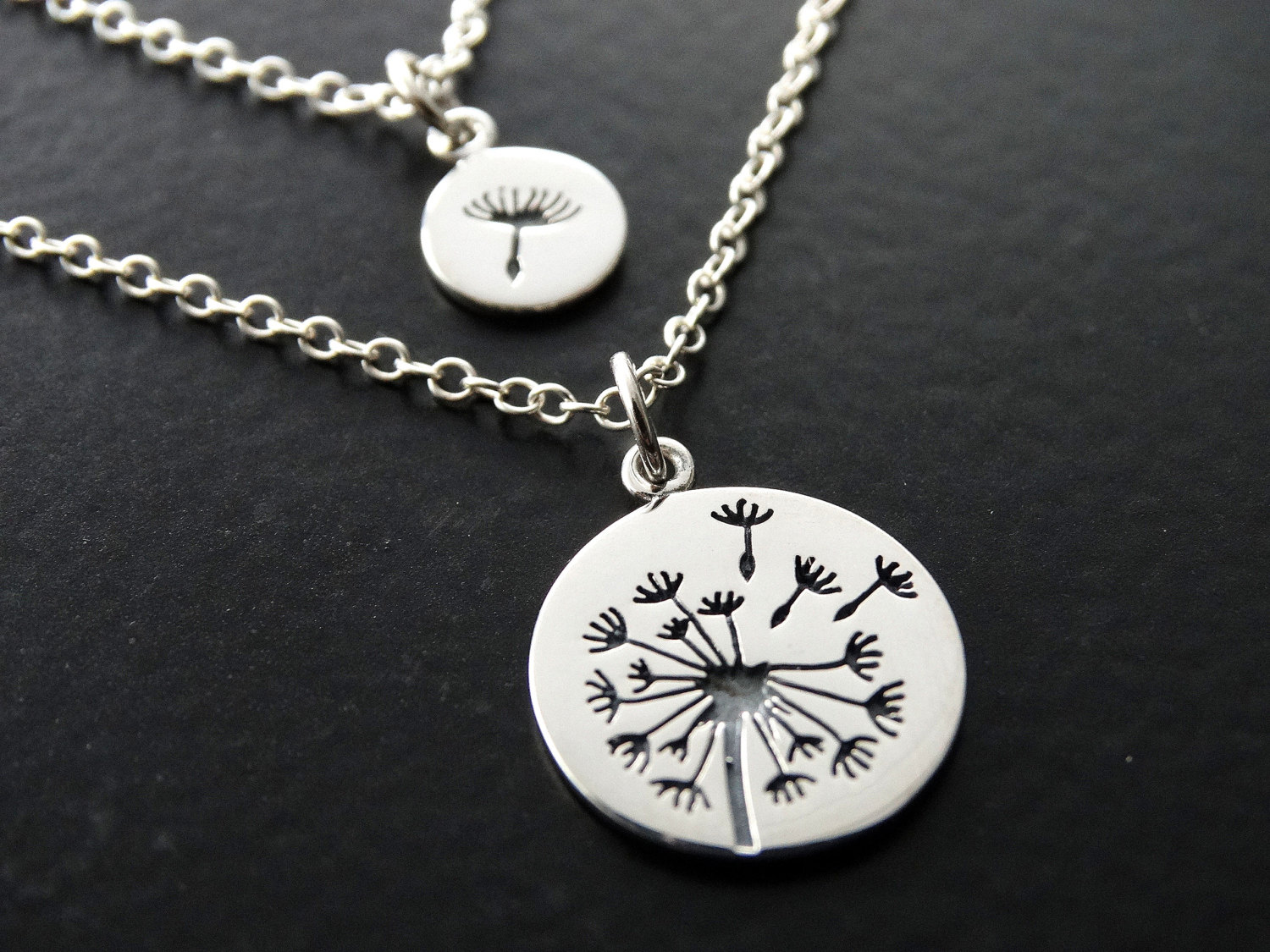 mother daughter dandelion necklace