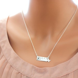 Dandelion Necklace in Sterling Silver with butterfly charm necklace silver bar necklace wish necklace Mom necklace image 8