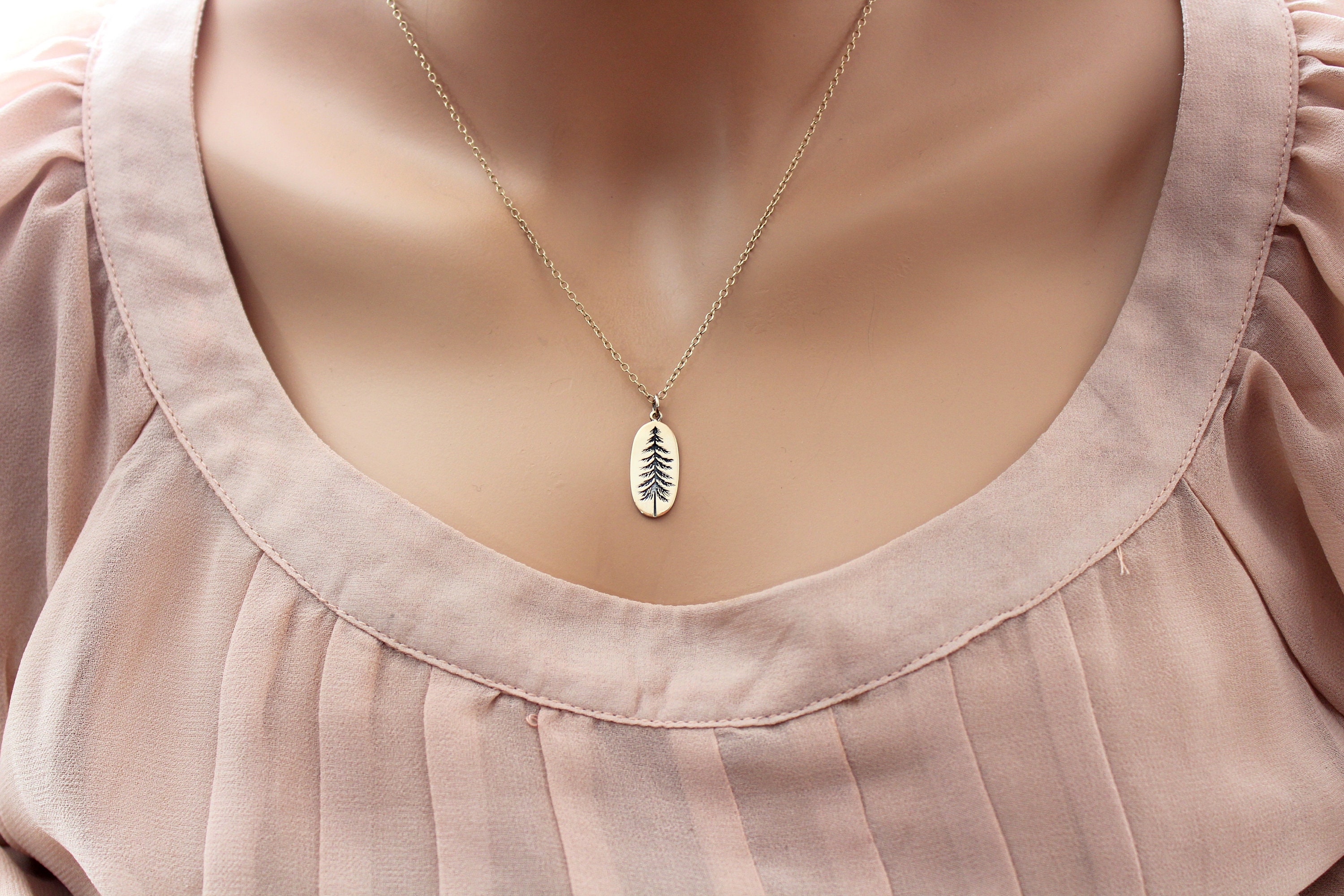 Tree Necklace Gold Pine Tree Necklace Tree Pendant Pine Necklace 