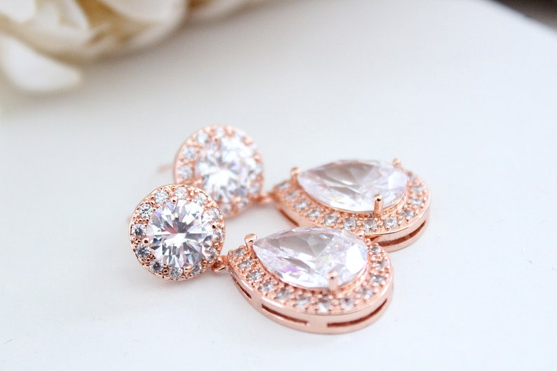 Bridal earrings drop Wedding earrings for bride gifts dangle image 1