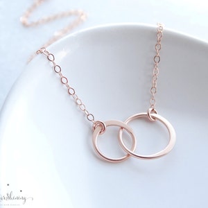 Rose Gold Circle Necklace, Eternity Necklace, Sisters Necklace, Eternity Circle Necklace, Double Eternity Circle Necklace image 2