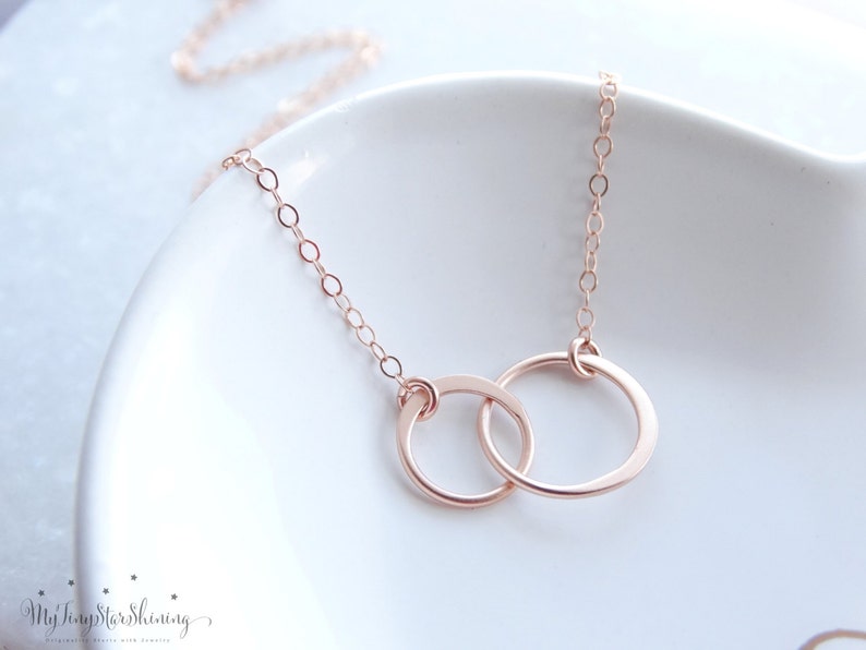 Rose Gold Circle Necklace, Eternity Necklace, Sisters Necklace, Eternity Circle Necklace, Double Eternity Circle Necklace image 2