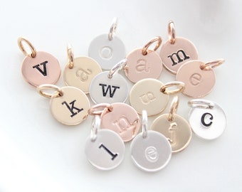 Personalized initial charm, custom necklace, sterling silver initial, letter charm, sterling silver charm, Lowercase TW