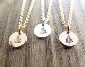Evergreen Tree Necklace, Tree Pendant Sterling Silver, Pine Necklace, Winter Tree Necklace, Rose Gold Necklace, Silver Tree Necklace