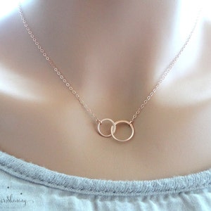 Rose Gold Circle Necklace, Eternity Necklace, Sisters Necklace, Eternity Circle Necklace, Double Eternity Circle Necklace image 3