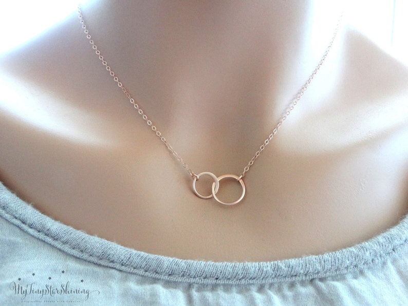 Rose Gold Circle Necklace, Eternity Necklace, Sisters Necklace, Eternity Circle Necklace, Double Eternity Circle Necklace image 3