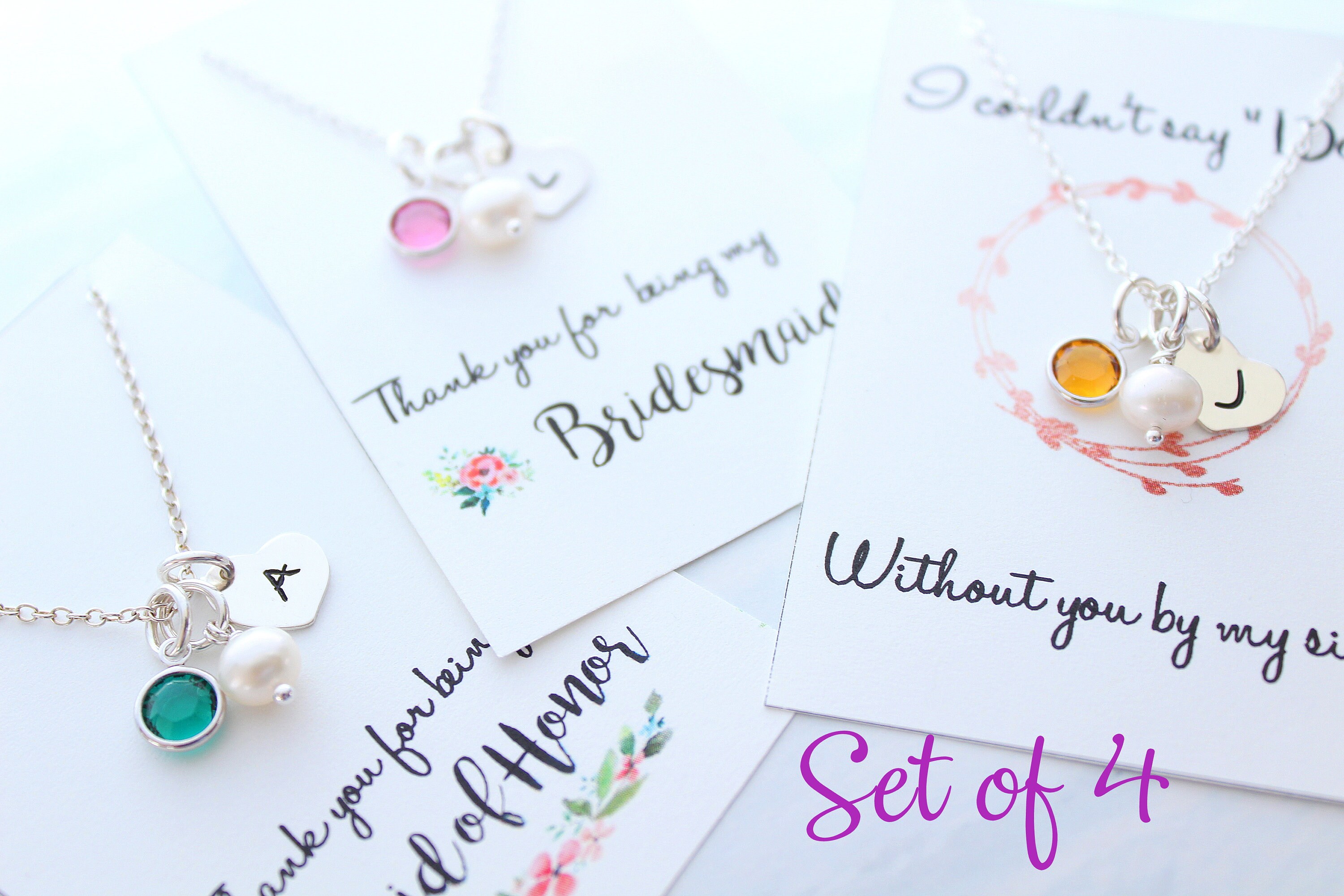 bridesmaids necklaces set of 4