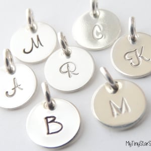 Initial Charm sterling silver, Initial Pendant, Personalized Initial Charm, Initial Jewelry, Hand stamped initial charm, Uppercase